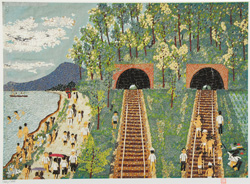 山下清 「トンネルのある風景」 版画 リトグラフ｜【Arts Ship】のむら画廊
